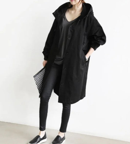 Korean Chic Solid Trench Coat