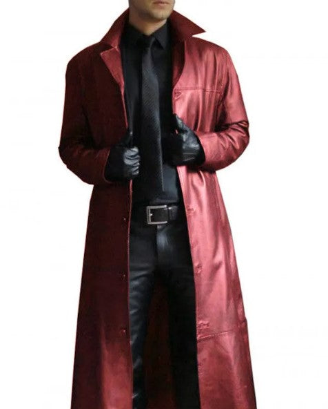 Iconic Long Leather Trench Coat