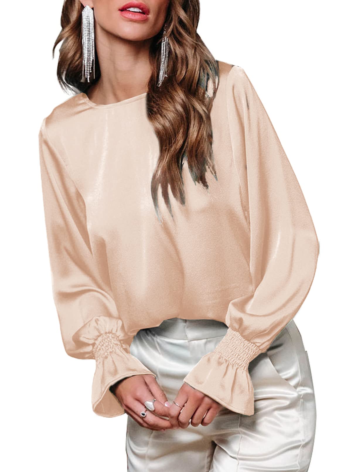 chemise satinée plissée aurore