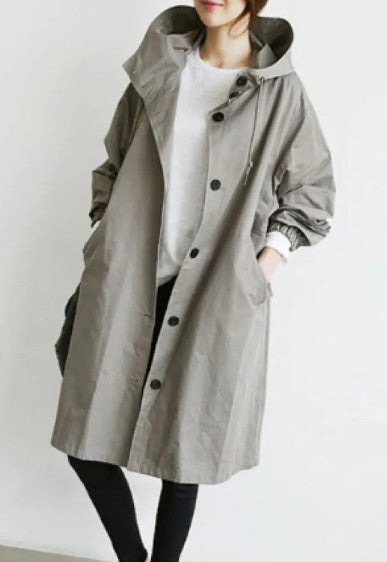 Korean Chic Solid Trench Coat