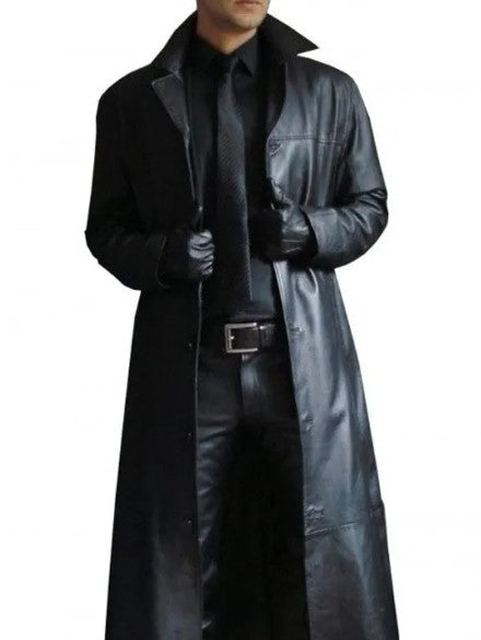 Iconic Long Leather Trench Coat