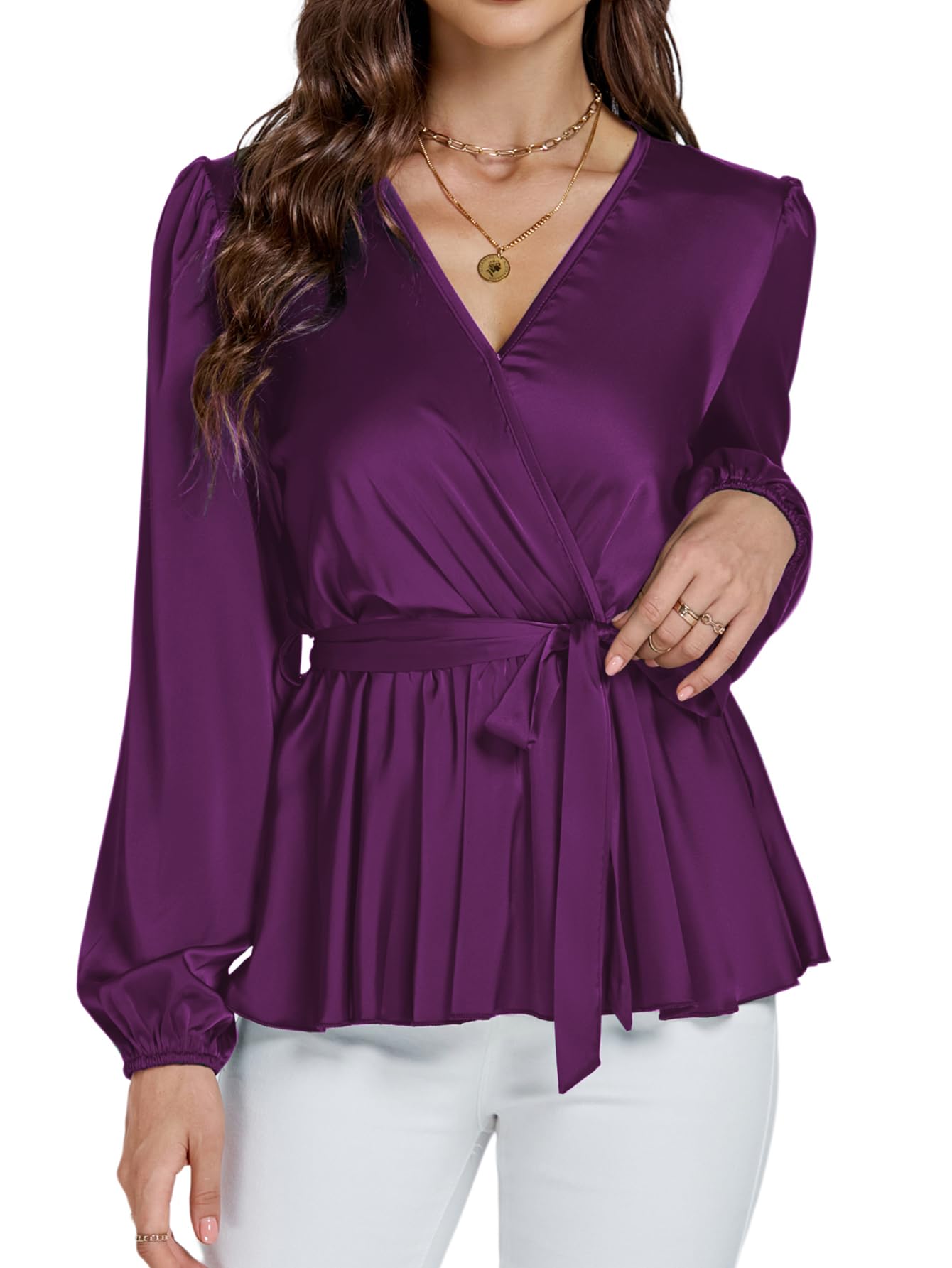 Blouse Cache-coeur Satinée Améthyste